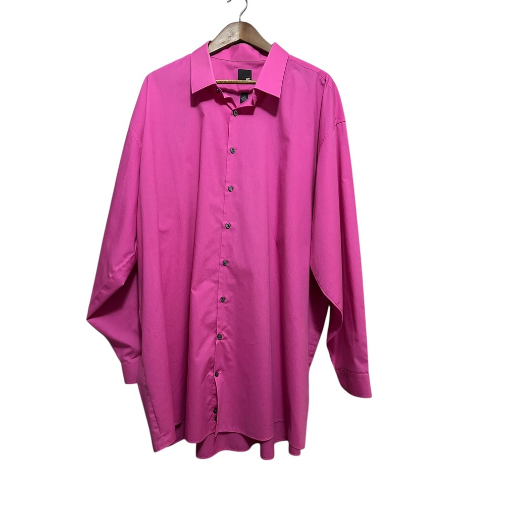 J Ferrar Big‎ Tall Mens Pink Long Sleeve Dress Shirt 20 36-37 Cotton Blend